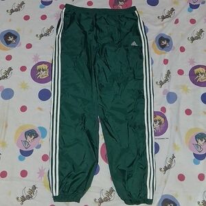 90s Adidas Cotton Lined Green & White Vintage Pants